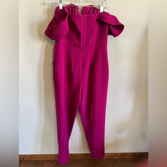 NWT Express Purple Jumpsuit sweetheart neckline off-the-shoulder sleeves Size 6 - Picture 4 of 7